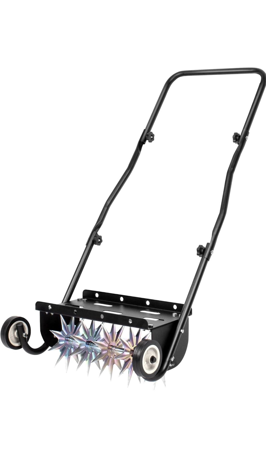 Suchtale 18-Inch Push Spike Aerator, Heavy Duty Rolling Lawn Aerator, Rotary Spike Lawn Aerator, Manual Lawn Aeration Equipment with Steel Handle, Sui