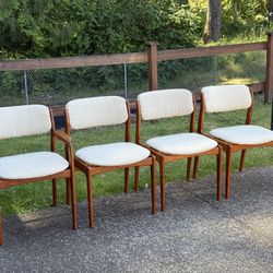Mid Century Danish Modern Dining Chairs Set 4 Benny Linden Teak Denmark Floating