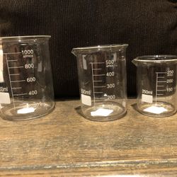 Brand New Chemistry Bar Beakers : 1000mL, 500mL, 250mL 