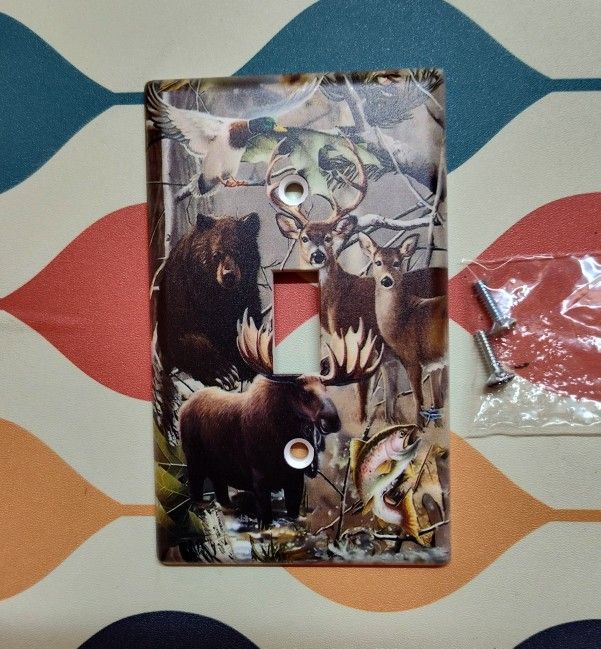 Hunting Fishing Man Cave Light Switch Cover Plate For Home Decor