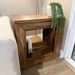 Wood End Table, Square Side Table Nightstands with Storage
