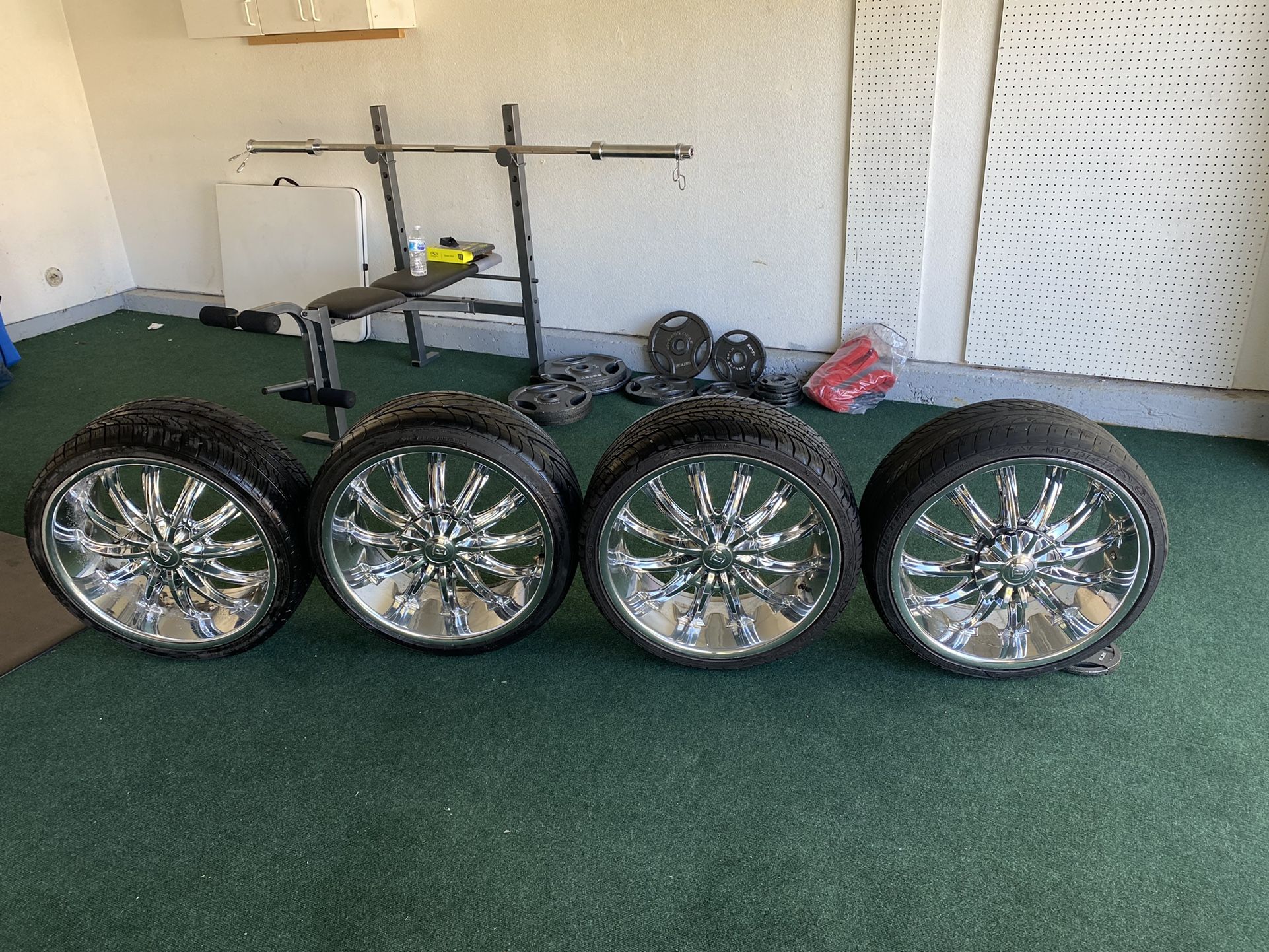 20" BORGHINI WHEELS B19 CHROME RIMS & TIRES