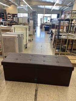 SONGMICS 43" Leather Folding Storage Ottoman Bench w/ Storage - Brown