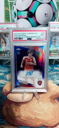 2025-26 Topps Chrome UCC Max Downan  Chrome AU Purple Refactor /75 Auto PSA 9 POP 1