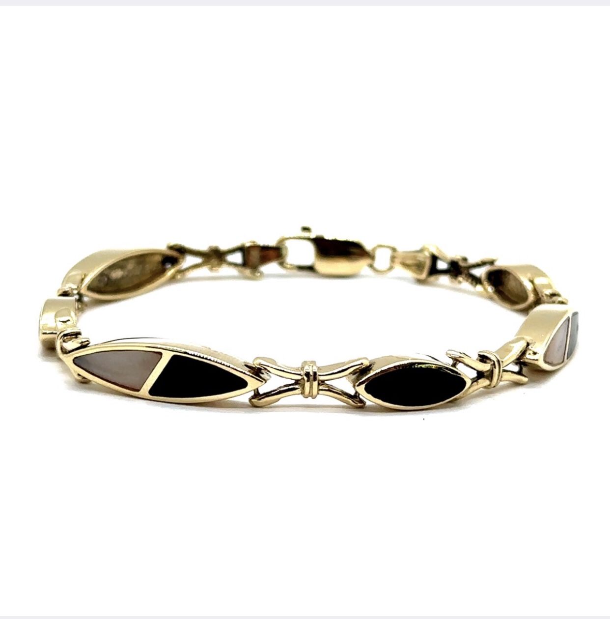 14K YG Onyx Stone Bracelet 16.9G EPJ029481