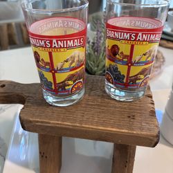 2 Vintage Barnums Animals Circus Glassware