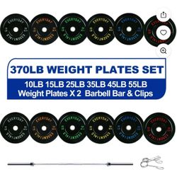 BalanceFrom 370lb Olympic Plate Weight Set with 7ft Olympic barbell