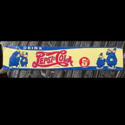 Antique Vintage 1940’s Pepsi:Cola Embossed Advertising Sign Police Drinking Pepsi