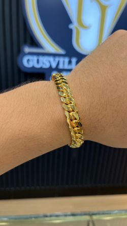 12MM  Miami Cuban Link Bracelet 8” Gold Over Silver