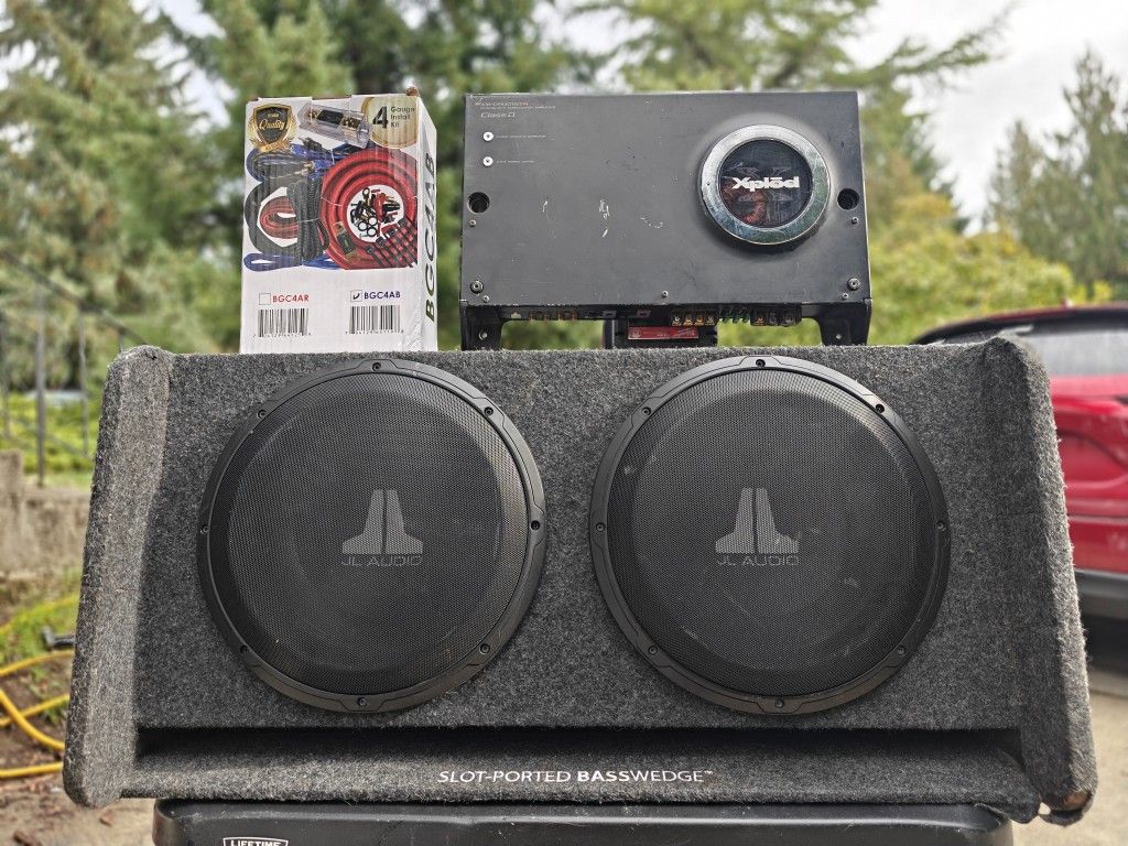 JL Audio 12s JL Ported Box 1800 Watt Amp And Wiring Kit 