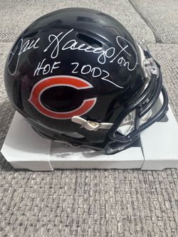 DAN HAMPTON Signed Autographed CHICAGO BEARS 'HOF 2002' Mini Helmet  Beckett Coa