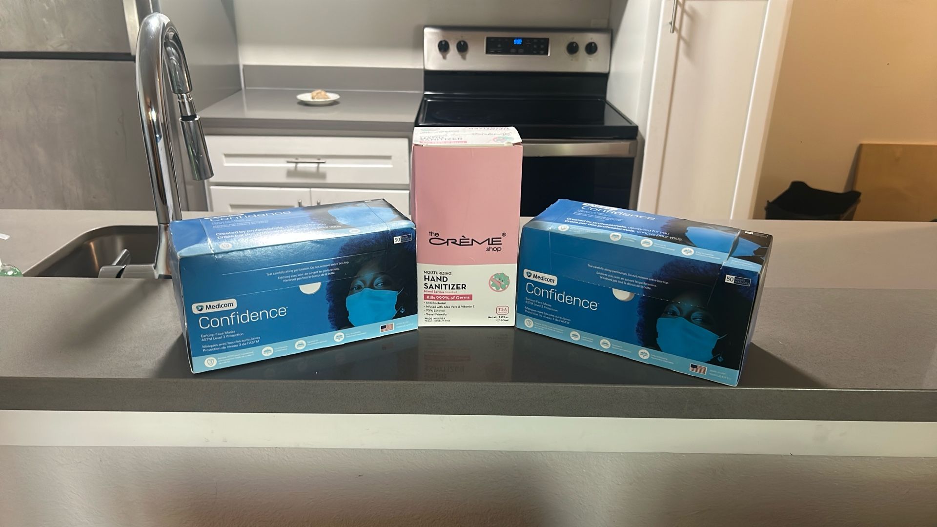 Face masks, and hand sanitizer