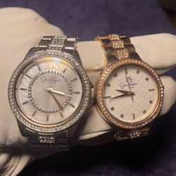 Jessica Simpson Women's Quartz Watch Silver Tone Band & Rose Gold Tone Watches