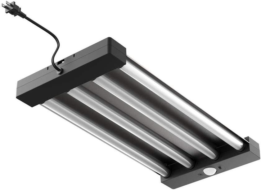 Commercial Electric 2 ft. 55 Watt Equivalent Integrated LED Black/Gray 4 Light Motion Control Garage Light, Bright White
