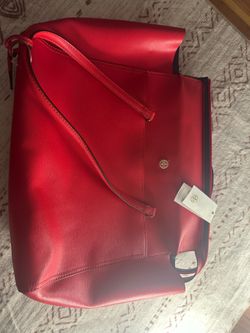 Tory Burch Red Leather Tote Bag