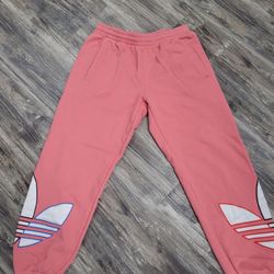 Vintage White Tag Embroidered Logo Peach Trifoil 3 Stripe Logo Sweat Pants Size Medium!!