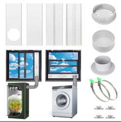 Window Vent Kit, Portable Air Conditioner Window Kit, Universal for 4”/6” Ducting & 5.1"/5.9" Hose for Sliding Window, Upgraded AC Window Seal Kit for