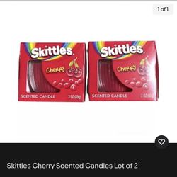 Skittles cherry Scented Candles Lot of 2