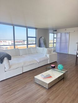 Oversized Modular Sectional Sofa U-Shaped Cloud Couches White