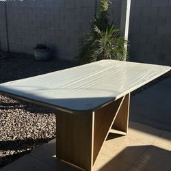 Elegant Painted Dining Table w/ Tempered Glass