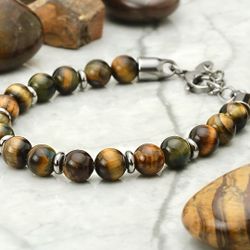 SALE! Handmade Premium Tiger’s Eye Bracelet W/ Handmade Walnut Box