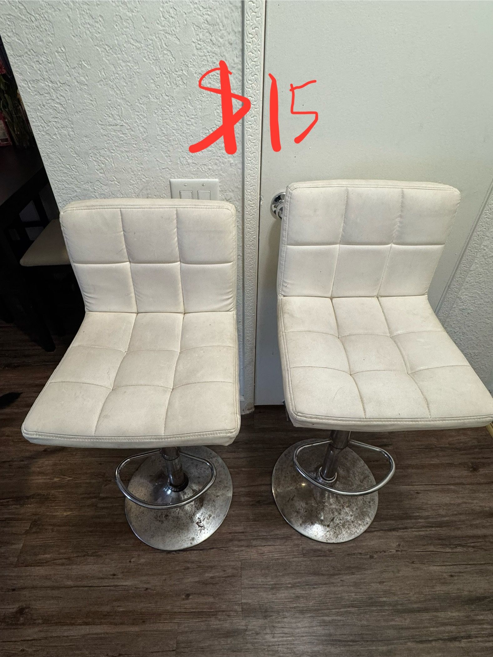 2 White Bar Stools
