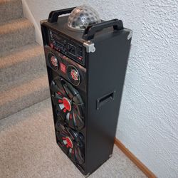 Portable Party Speaker with Lights and Extendable Handle - Great Sound!