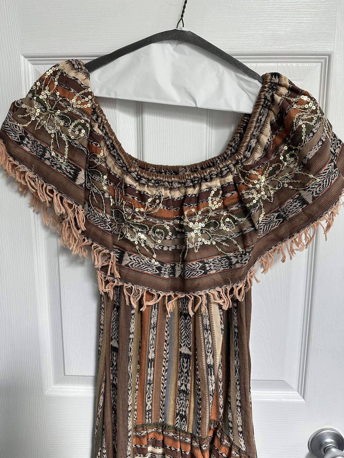 Miss June Paris bohemian high low off the shoulder dress.