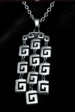 Crown Trifari Greek Key Waterfall Pendant