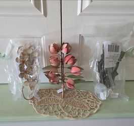 New,  set of metal decorative floral hooks