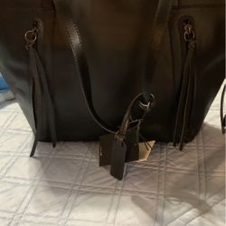 Black Leather Tote Purse New