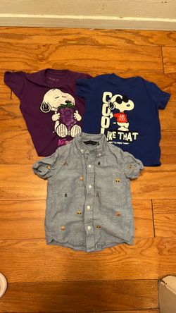 Lot of 3 Toddler Boy size 3T Janie and Jack Shirt Peanuts Knott’s Berry Farm T-shirts