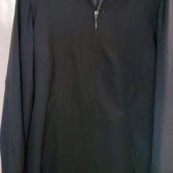 Jones New York - Black Hooded Zippered Long Jacket - M