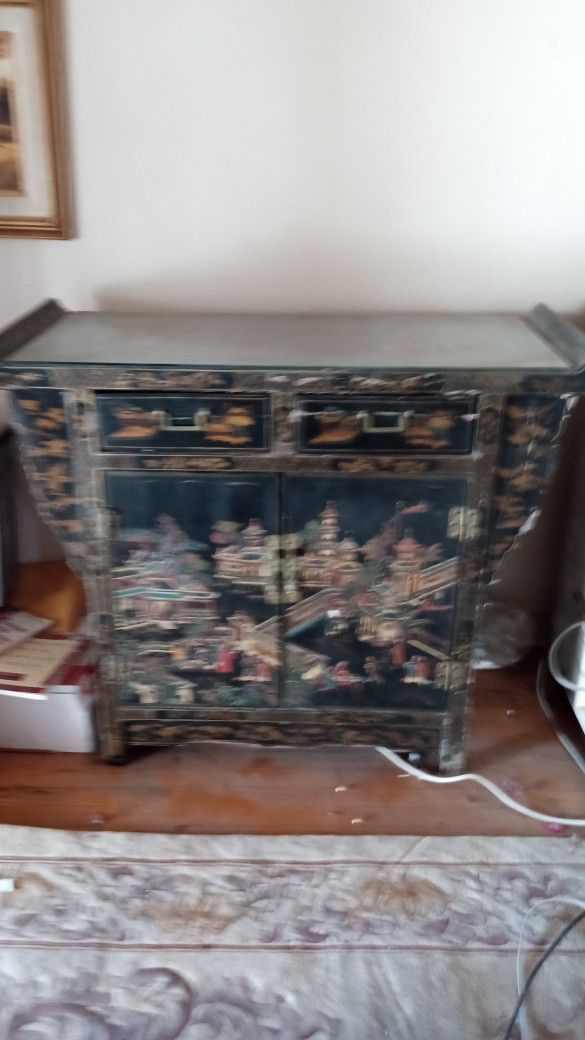 1960's Oriental Themed Cabinet 