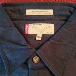 Levi's Quality Clothing Men's XXL Navy Blue Flannel Shirt *New With Tags*