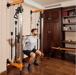 0895-Wall Mount Smith Machine, Power Cage Rack, Cable Crossover Machine, Gym Squat Rack, Pull Up Bar, Cable Fly System, Home Gym Solution