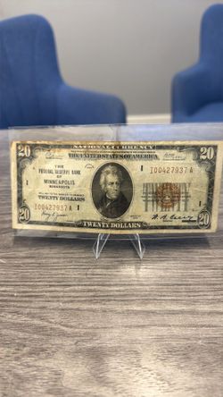 1929 $20 National Currency Note – Minneapolis, MN – Federal Reserve Bank Collectible