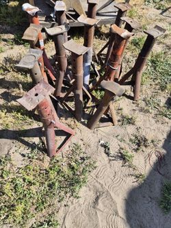 Vintage Adjustable Car Jack Stands Triangle Tripod Style Truck Shop Garage Tools Tool Display Movie Scene Background
