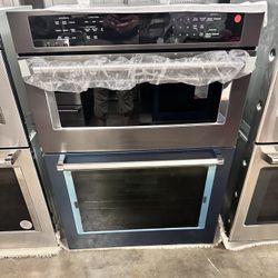 New Black Stainless Steel KitchenAid 30" Built-In Electric Convection Double Wall Combination with Microwave 