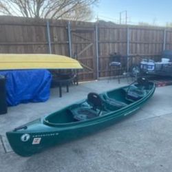 Mad River canoe adventure 16 3 seater green.