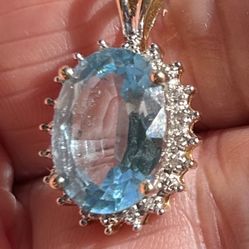Fine Solid 14k 10-12 Carat Aquamarine 20 Real Diamonds