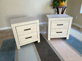 Two Brand New Coastal White 2 Drawer Nightstands