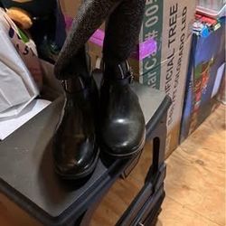 Michael Kors Black White Stretch Tall Rain Boots.