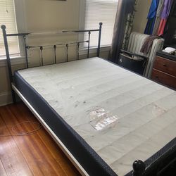 Queen Size Metal Bed Frame w/ Box Spring