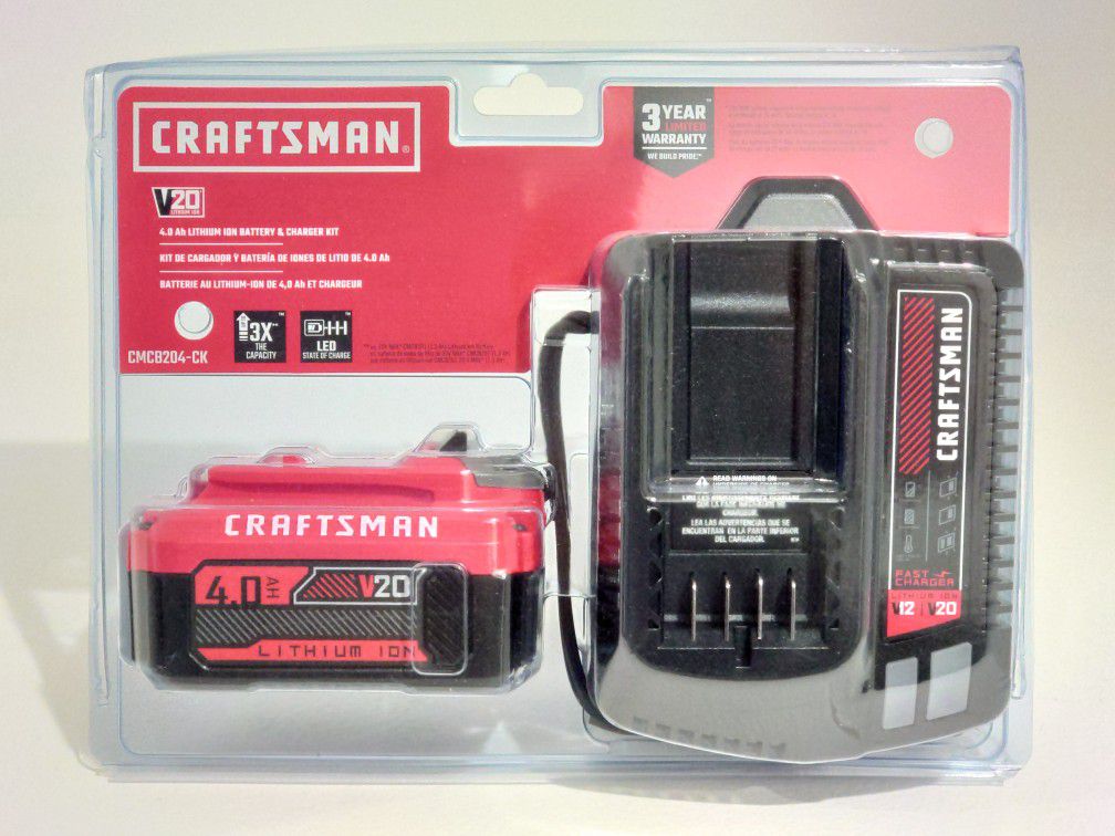 Craftsman V20 4.0 Ah Battery and Charger Kit BNIB CMCB204-CK