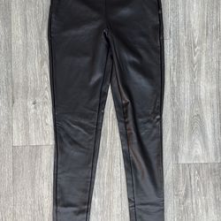 Black Faux Leather Pants — stretch fit (S)