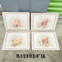 Set of Four vintage Pimpernel Corkboard Backed Placemats For Sale!