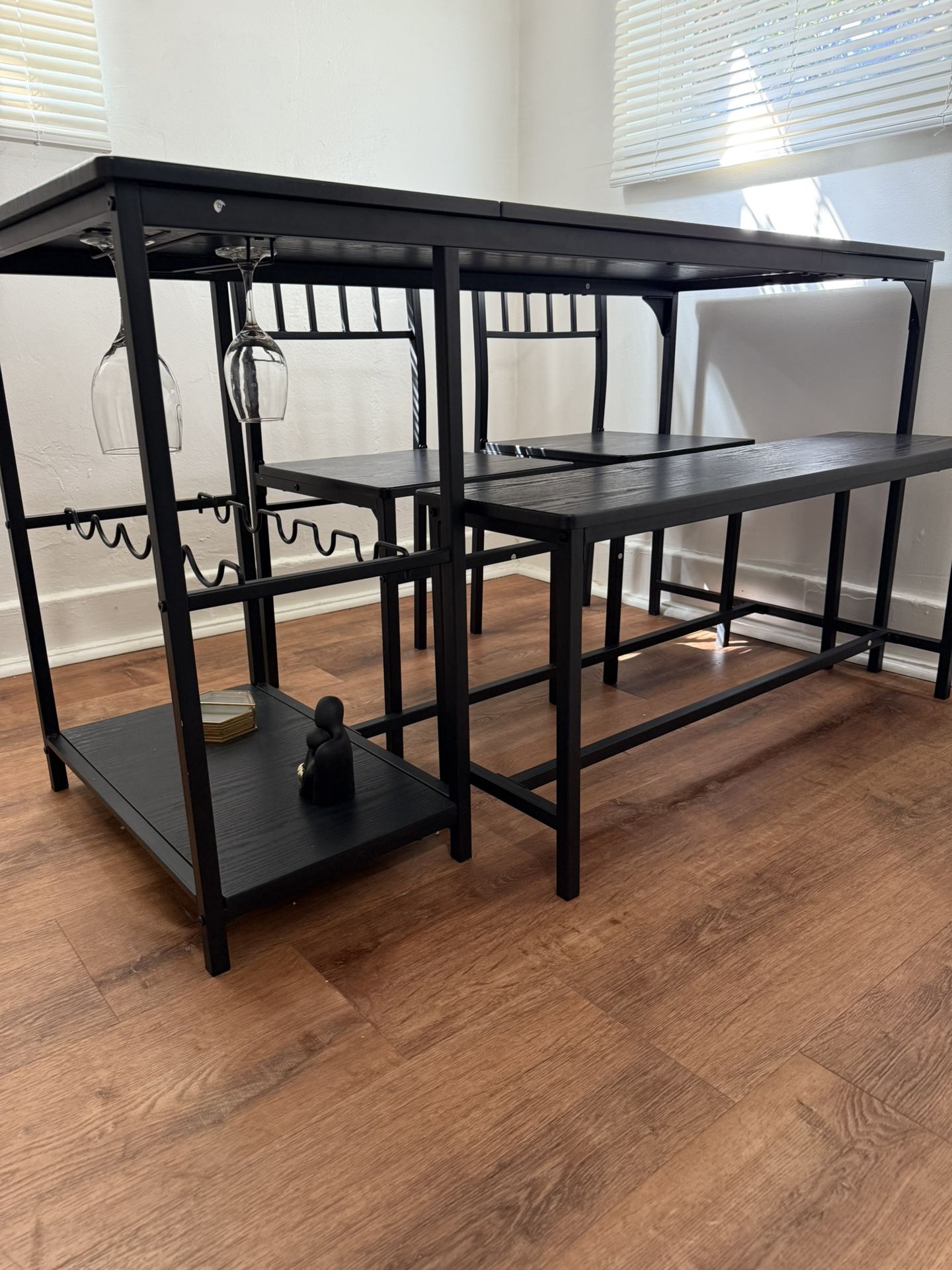 Black Dining Table with wine rack