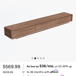 94.5" Modern Walnut TV Stand Media Console With Drawer Storage - Size: 12.2" H x 94.5" W x 14.6" D