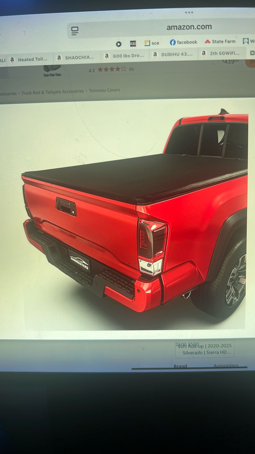 NEW Truck Roll Up Tonneau Cover. For 2019 thru 2025 Chevy Silverado/GMC Sierra 1500 Bed Cover